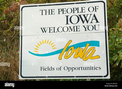 Ajd62776 Ia Iowa Welcome Sign Stock Photo Alamy