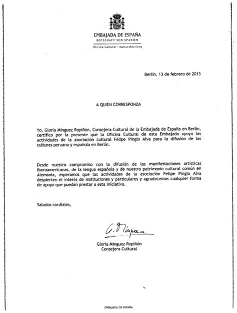 Carta De Embajada De España En Berlin