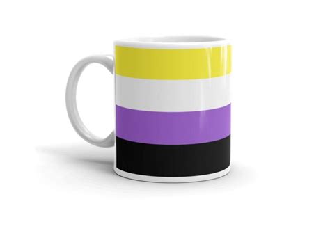 lgbtq nonbinary pride flag colors 11oz ceramic coffee tea mug cup mygayetsystore mugs tea