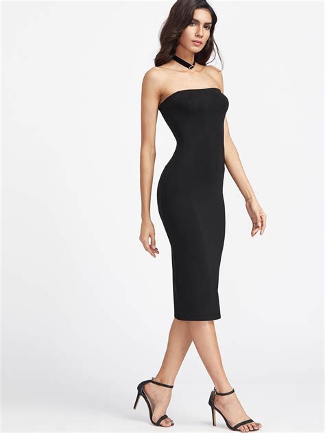 Bandeau Midi Bodycon Dress Shein Sheinside Free Download Nude Photo Gallery