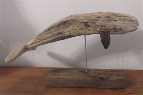 Driftwood Whale Sculpture On A Driftwood Base
