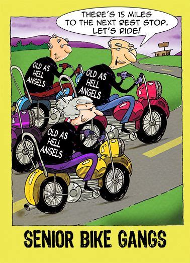 senior bike gangs funny birthday card to personalize and send bike humor motorcycle humor