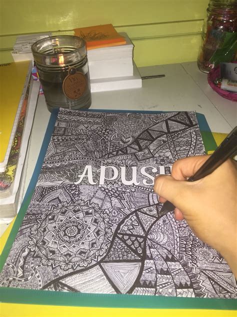 Diy Zentangle Sheet Binder Cover For My Apush Class In High School