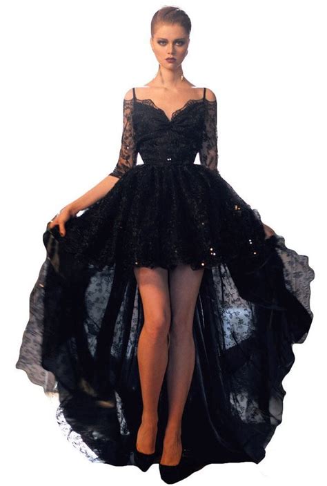 Womens High Low Black Lace Prom Dressesprom Gown Ball Gownevening