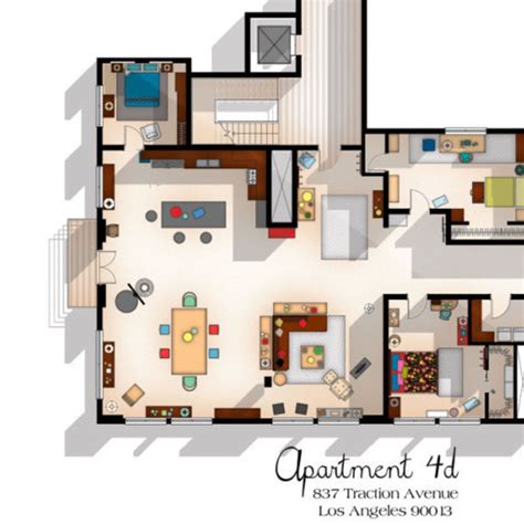 New Girl Tv Show Apartment Floor Plan New Girl Tv Show Layout Etsy