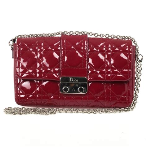 christian dior red cannage quilted patent leather lady dior new lock mini flap bag dior the