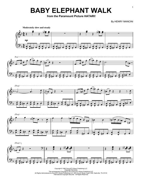 Baby Elephant Walk Sheet Music Henry Mancini Piano Solo