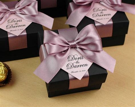 Wedding Bonbonniere Favor Box With Silver Bow White Candy Box Etsy