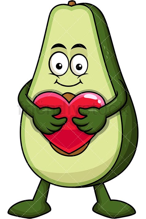Avocado Mascot Hugging Heart Icon Cartoon Vector Clipart
