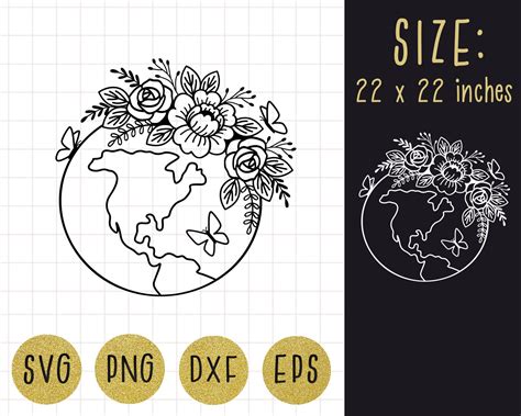 Floral Earth Svg Planet Earth Svg Earth Flowers Svg Love Etsy Uk