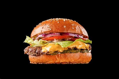 Premium Photo Burger On A Black Background For The Menu