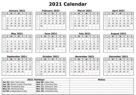 Blank 2021 Calendar Printable