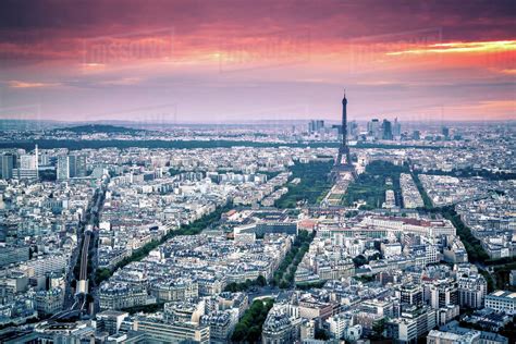 City Skyline With Eiffel Tower Paris France Stock Photo Dissolve
