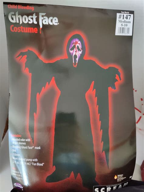 Fun World Bleeding Ghost Face Costume Kids Scream Halloween Fancy Dress
