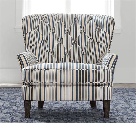 Cardiff Upholstered Tufted Armchair With Nailhead Antique Stripe
