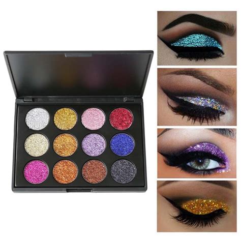 12 Colors Shimmer Eyeshadow Pallete Pigment Pro Glitter Rainbow Diamond