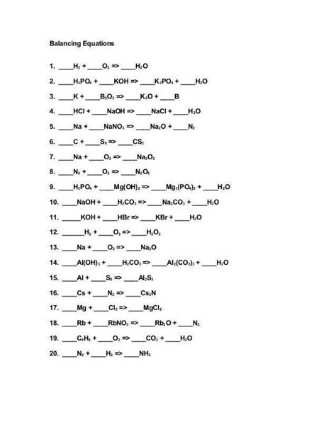 The video includes six chemical equations. Balancing Equations Practice Worksheet Answers ...