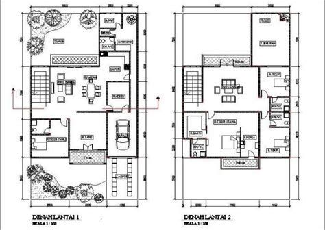 Desain rumah ukuran 5x12 1 lantai minimalis sederhana via. Denah Rumah Minimalis 2 Lantai