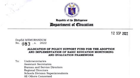 Deped Memo 83 S 2022 Basic Education Monitoring And Evaluation