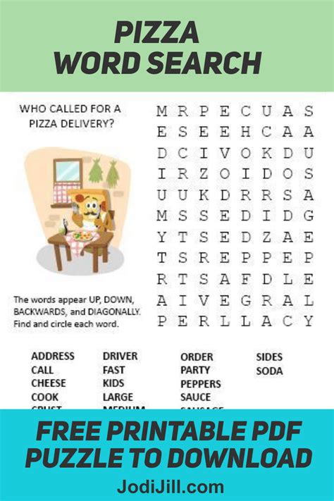A Free Printable Pizza Word Search Puzzle This Is A Free Pdf Printable
