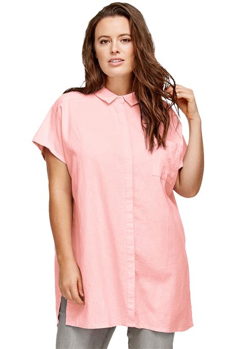 Ellos Ellos Womens Plus Size Oversized Linen Blend Tunic Walmart