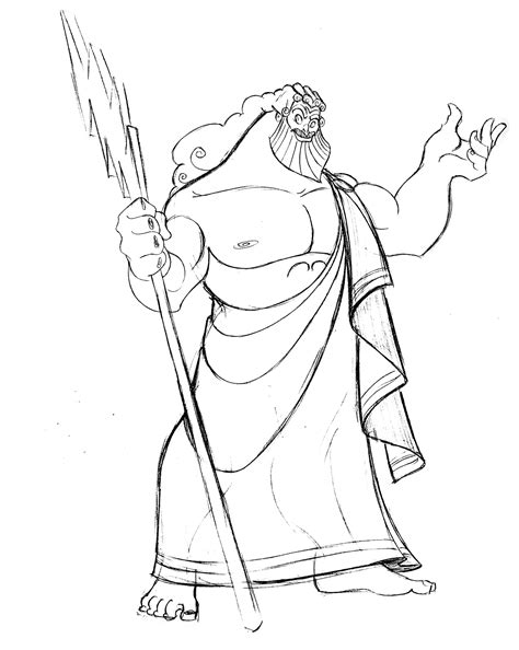 Easy Zeus Drawings Sketch Coloring Page