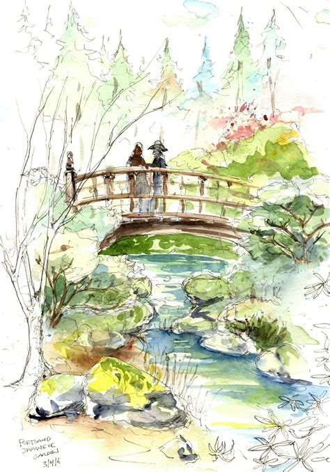 Japanese Garden Sketch At Explore Collection Of