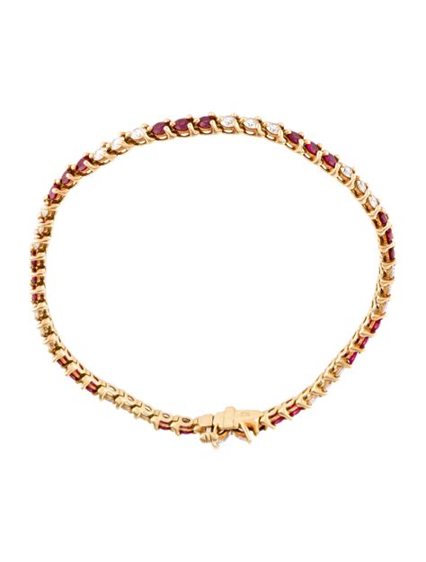 tiffany and co 18k ruby and diamond victoria line bracelet 18k yellow gold link bracelets