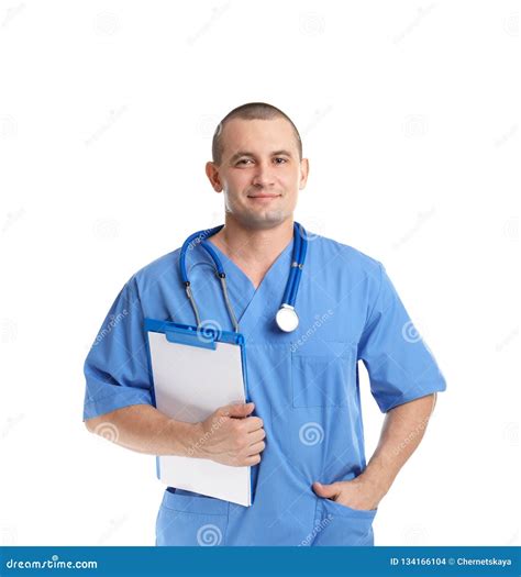 Portrait Of Medical Assistant With Stethoscope And Clipboard Stock C33