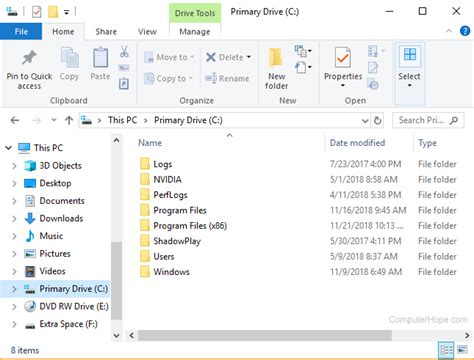 Windows File Explorer Folder Structure