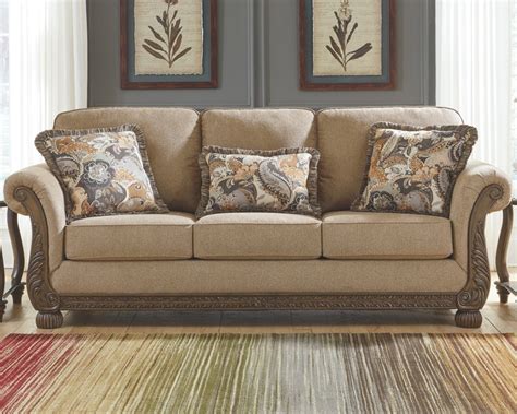 Westerwood rolled arm wood trim sofa and love seat signature design by