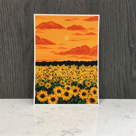 Sunflowers Art Print 5x7 Original Acrylic Etsy Canada Sunflower Art