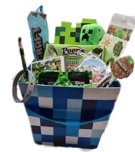 Minecraft Easter T Basket Themed Gamer Basket For Boys And Girls