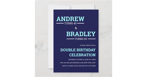 Contemporary Masculine Double Birthday Celebration Invitation Zazzle
