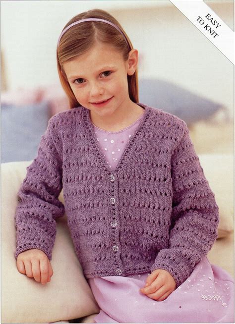The free pattern has an offset button placket with cabling, and the buttons. Girls Knitting pattern Girls Cardigan Childs Cardigan Easy ...