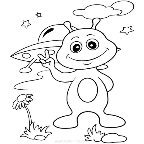 Outer Space Aliens Coloring Pages Color by Numbers - XColorings.com