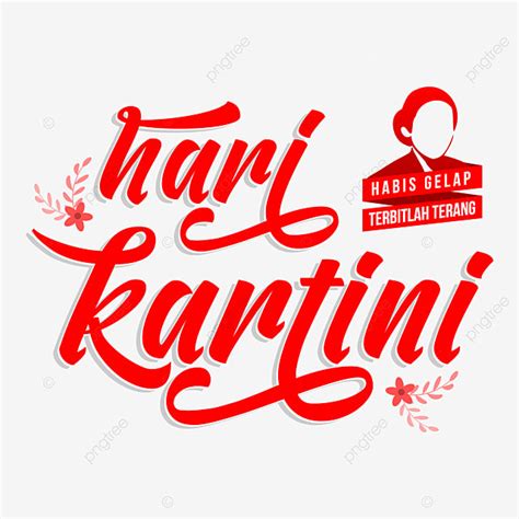 Hari Kartini Tipografía Color Rojo Con Vector De Adorno PNG Kartini