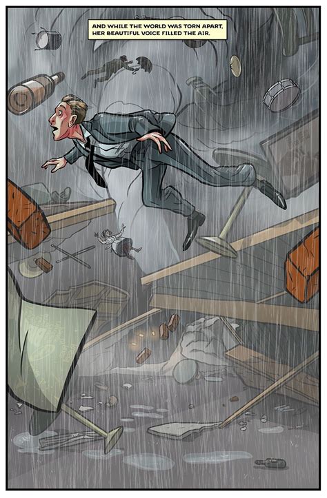 A Man In A Suit Is Flying Through The Air With An Umbrella And Other Items