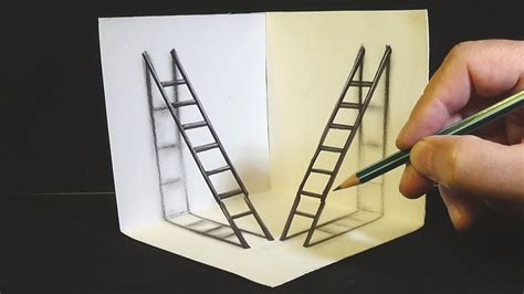 How To Draw 3d Ladder Drawing For 3d Ladder Trick Art