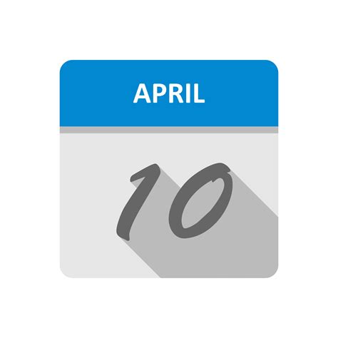 April 10th Date On A Single Day Calendar 508343 Vector Art At Vecteezy