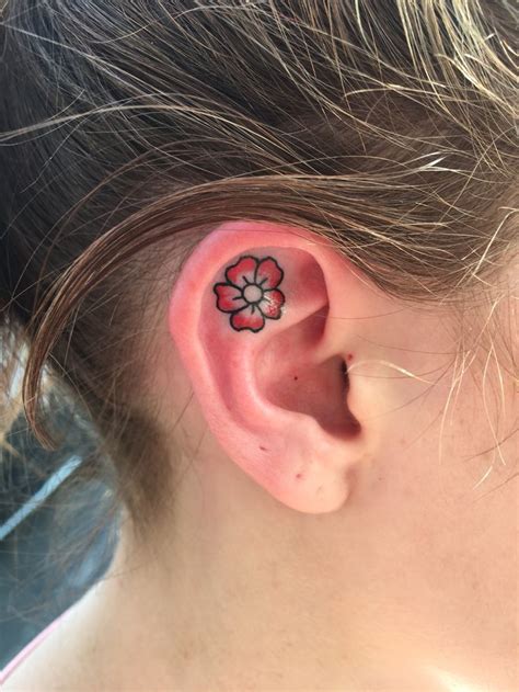 Flower Tattoo On Ear Flower Tattoo Ear Small Flower Tattoos Flower