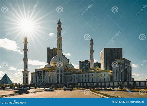 Outside View Mosque Hazrat Sultan In Astana Capital Of Kazakhstan On A