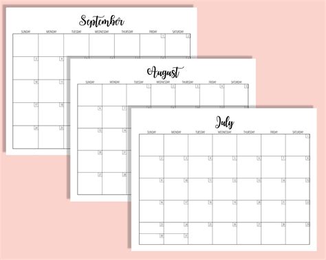 2023 Calendar Template 85 X 11 Inches Horizontal Monthly Etsy