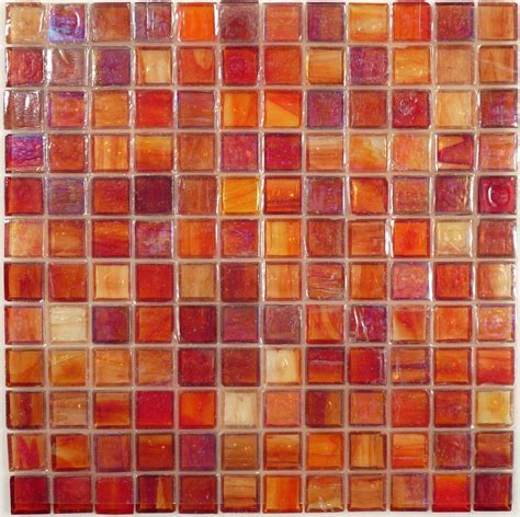 Sample Of Burnt Orange 1 X 1 Glossy And Iridescent Glass Tile Tile