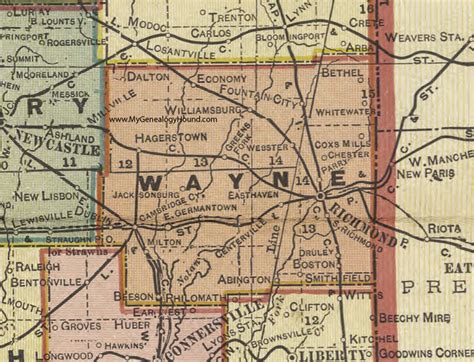 Wayne County Indiana 1908 Map Richmond