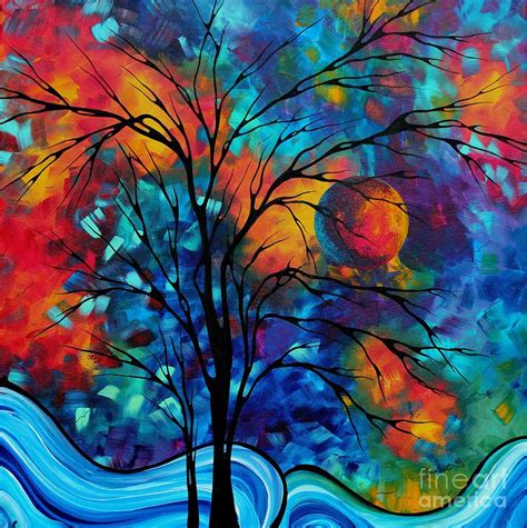 Abstract Art Landscape Tree Bold Colorful Painting A Secret Place By