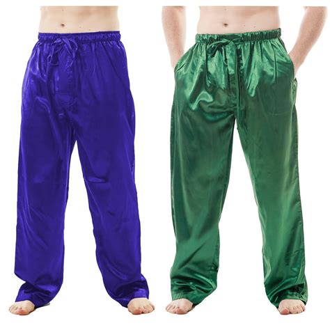 Up2date Fashions Mens Satin Lounge Pants 2 Piece Multi Color Combo In