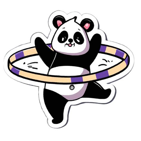 A Panda Bear Is Playing With A Hula Hoop On A Black Background It