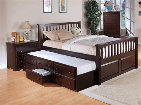 Best Quality Cappuccino Full Storage Bed With Drawer And Trundle K2049