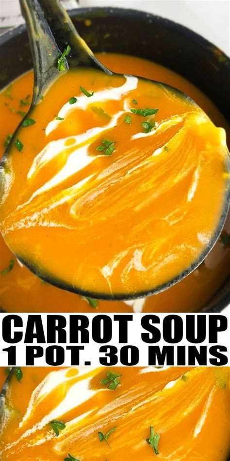 It's rustic comfort food full of flavorful veggies. CARROT GINGER SOUP RECIPE- The best, healthy, quick, easy ...